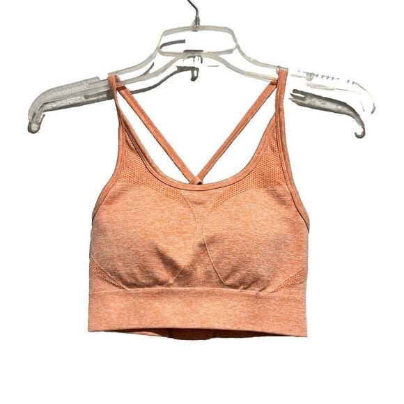 AYBL Beaybl Women's Sports Bra Peach Marl Small Solid Logo Racerback CrossFit - Picture 1 of 5